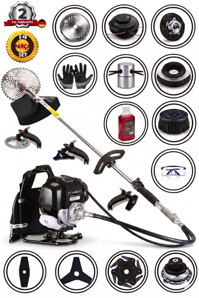 stanrayf Alman 20 HP Çelik Piston Benzinli Motorlu Sırt Tipi Tırpan Çim Biçme Makinası Ot Çalı Biçme Tırpan Makinası ürün görseli 1