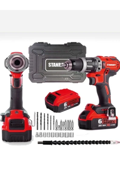 stanrayf Germany Technology Red Xr 58v8ah Hd Li-on Darbeli Çelik Şanzıman Akülü Matkap + 30 Pcs Set ürün görseli 1