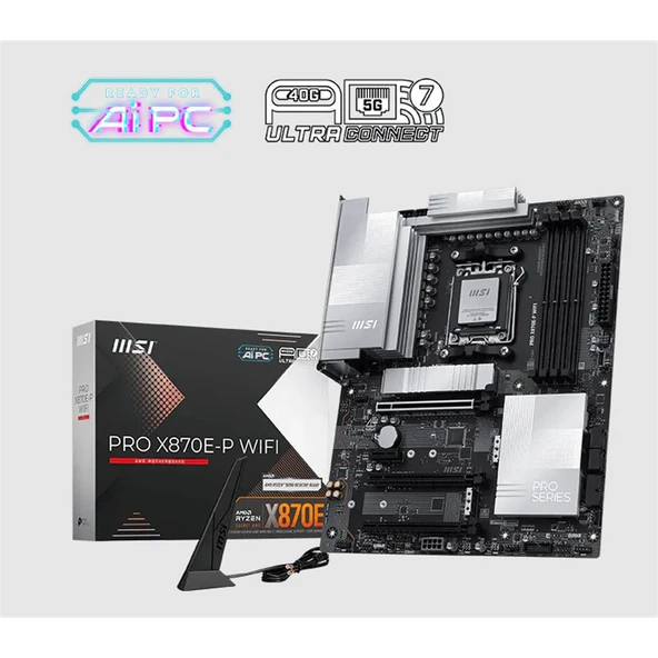 MSI PRO X870E-P WIFI DDR5 8200MT/S 1XHDMI 3XM.2 USB ATX AM5(AMD AM5 9000/8000/7000 SERİLERİ İLE UYUMLU) ürün görseli 1