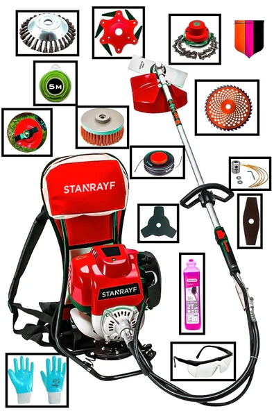 stanrayf Alman MG750 H-Tech Çelik Piston Turbolu 14 Parça Sırt Tipi Benzinli Ot Çalı Çim Biçme Makinası Tırpan ürün görseli 1