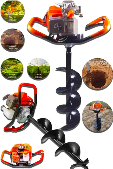 stanrayf Alman 10 HP Turbo Benzinli Çelik Şanzıman Fidan EkmeToprak Burgu Makinesi 150mm*100cm Delme Ucu ürün görseli 1