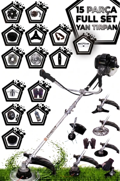stanrayf Alman 15 Parça Full Setli Benzinli Yan Tipi Motorlu Tırpan Ot Çalı Çim Biçme Makinesi Tırpanı ürün görseli 1