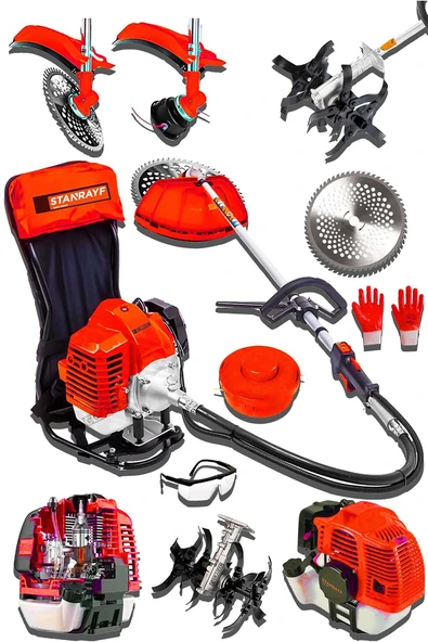 stanrayf Alman 16 Hp Çelik Piston Sırt Tipi Benzinli Motorlu Ot Çalı Tırpanı Çim Biçme Makinesi Tirpan + Çapa ürün görseli 1