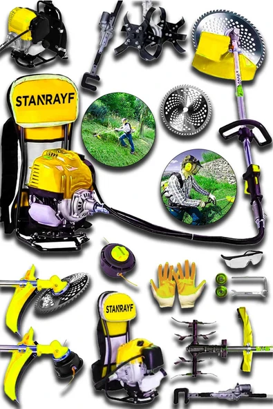 stanrayf Alman 16 Hp Çelik Piston Benzinli Sırt Tipi Tırpan Motoru Zeytin Silkme Çapalama Ot Çalı Çim Biçme ürün görseli 1