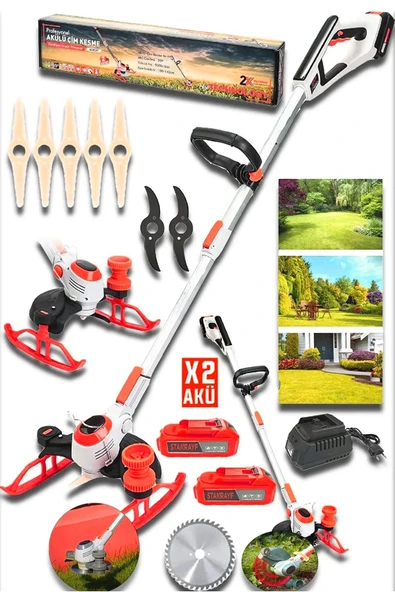 stanrayf Alman 999Vf 30Ah Bakır Sargı  Çelik Motor Dijital Çift Akülü Kenar Ot Çalı Çim Biçme Tırpan Makinesi ürün görseli 1