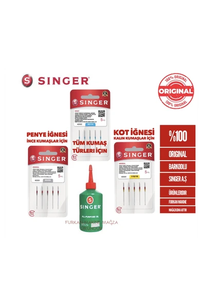 SİNGER Ev Tipi Dikiş Makine İğneleri ve 100 ml Yağ ürün görseli 1