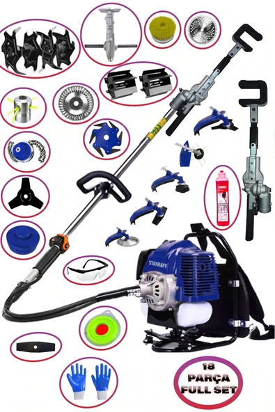 stanrayf Alman 20 Hp 18 Parça Benzinli Sırt Tipi Tırpan Akrobat Çapa Toprak Eşeleme Zeytin Meyve Hasat Silkeleme ürün görseli 1