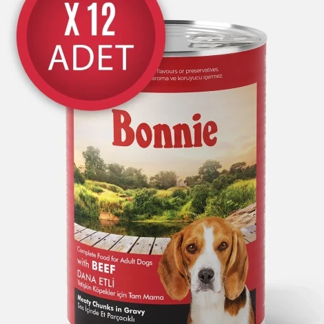 Bonnie Biftekli Sos İçinde Et Parçacıklı Köpek Konservesi 400g x 12 Adet ürün görseli 1