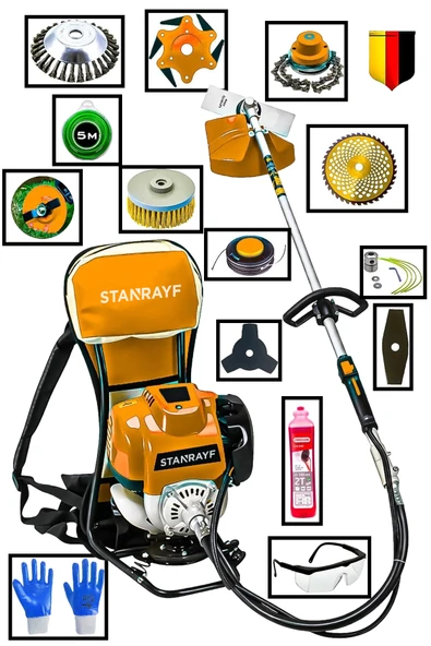 stanrayf Alman LG560 Çelik Piston Turbo Soğutuculu 14 Parça Sırt Tipi Benzinli Tırpan Ot Çalı Çim Biçme Makinesi Tırpan ürün görseli 1