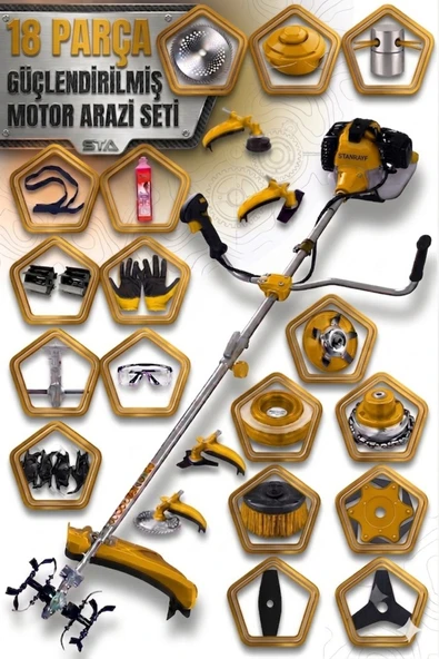 stanrayf Alman 20HP 18 Parça Arazi Tipi Benzinli Yan Tırpan Ot Çalı Çim Biçme + Toprak Çapalama +Toprak Eşeleme ürün görseli 1