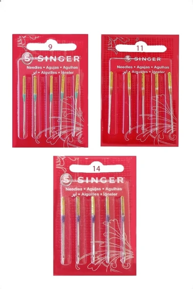 SİNGER 2045 Jarse Penye Iğnesi Üçlü Avantaj Paket 9/12/14 Numara gri ürün görseli 1