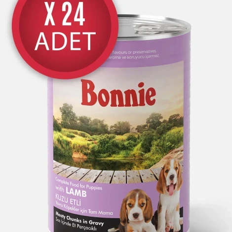 Bonnie Kuzu Etli Sos İçinde Et Parçacıklı Yavru Köpek Konservesi 400g x 24 Adet ürün görseli 1