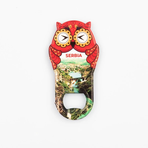 Sırbistan Temalı Baykuş Magnet Kapak Açacak ürün görseli 1