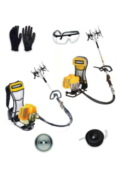 stanrayf Germany 9200 6.2 Hp Sırt Tipi Benzinli Ot Çalı Çim Biçme + Akrobat Çapa Aparatı ürün görseli 1