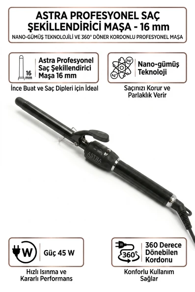 Astra Profesyonel Saç Şekillendirici Maşa (16 Mm ) ürün görseli 1