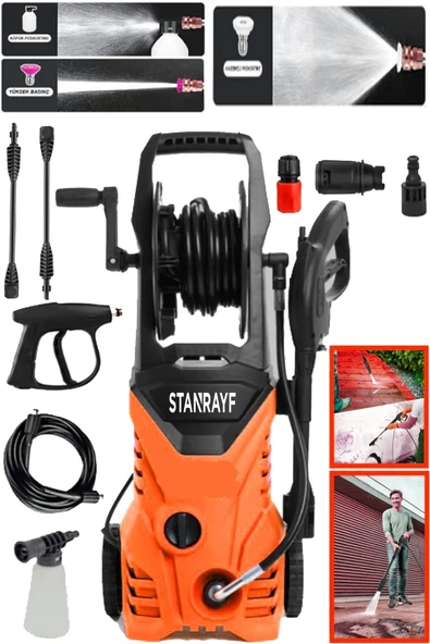 STANRAFY Alman 200 Bar Max Kçpük Tanklı Yüksek Basınçlı Bahçe Oto Araç Havuz Yıkama Makinesi Soğutmalı Özllik ürün görseli 1