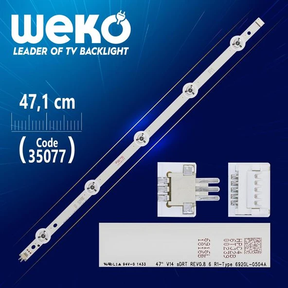 47'' V14 SDRT REV0.8 6 R1-TYPE 6920L-0504A - 47.1 CM 5 LEDLİ - (WK-838) Tv Led Bar (Tvnizi açıp içindeki led barla birebir aynısı olduğunu görmeden almayınız. Sonrasında iade ALMAMAKTAYIZ.) ürün görseli 1