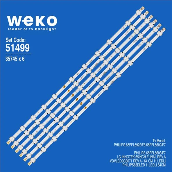 Wkset-6499 35745X6 Lg Innotek 65Inch Funai_Rev.A  6 Adet Led Bar (Tvnizi açıp içindeki led barla birebir aynısı olduğunu görmeden almayınız. Sonrasında iade ALMAMAKTAYIZ.) ürün görseli 1