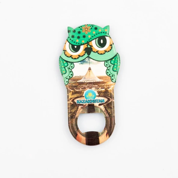 Kazakistan Temalı Baykuş Magnet Kapak Açacak ürün görseli 1