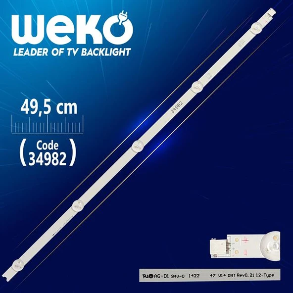 47'' V14 DRT REV0.2 1 L2-TYPE 6916L-1568A - 49.5 Cm 5 Ledli - WK-95 Led Tv Bar ürün görseli 1