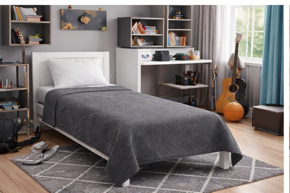 Amazon Ev Pamuk Dokuma Tek Kişilik Pike 160*240 Cm Antrasit- Gri a 22 ürün görseli 1
