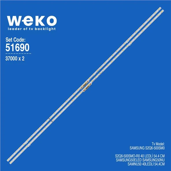 Wkset-6690 37000X2  S2Q6-500Sm0-R0  2 Adet Led Bar Two Color (İki Renk) (40Led) (Tvnizi açıp içindeki led barla birebir aynısı olduğunu görmeden almayınız. Sonrasında iade ALMAMAKTAYIZ.) ürün görseli 1