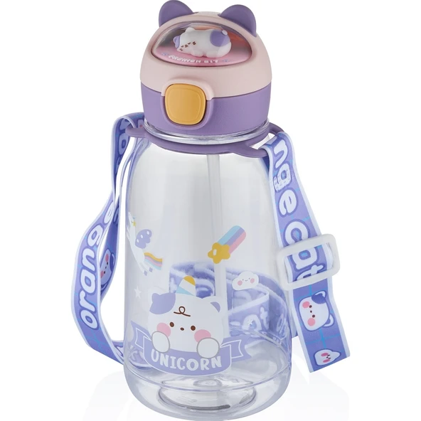 VAGONLİFE Vgn2021 760 ML KEDİ FİGÜRLÜ SU MATARASI-Mor ürün görseli 1
