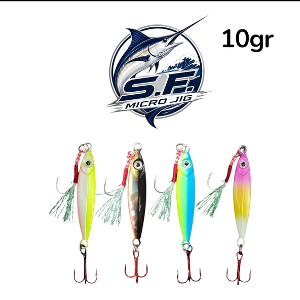 S.F. Micro Jig 10 gr , 48mm , 4 Adet Set , Uzun Atış Metal Jig Yem , Levrek Lüfer İstavrit Avı İçin Profesyonel Sahte ürün görseli 1