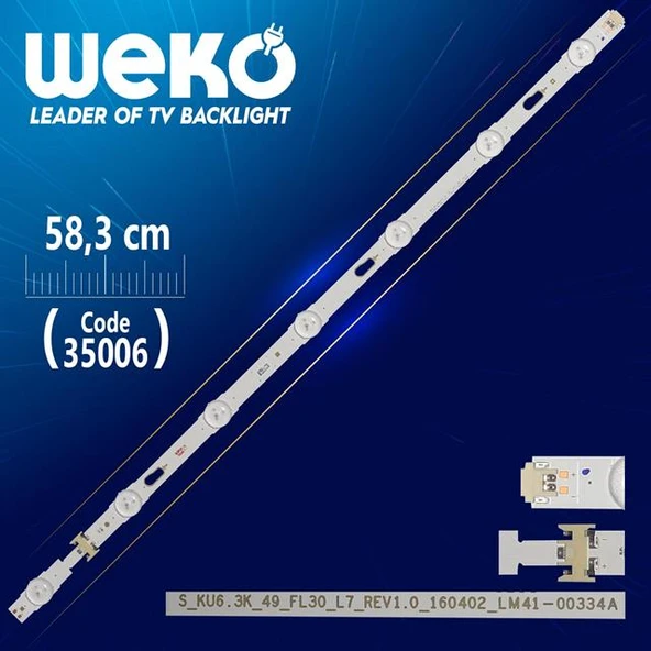 Samsung 49'' Inch S_KU6.3K_49_FL30_L7_REV1.0 - LM41-00334A Left 58.3 Cm WK-795 Tv Led Bar (Tvnizi açıp içindeki led barla birebir aynısı olduğunu görmeden almayınız. Sonrasında iade ALMAMAKTAYIZ.) ürün görseli 1