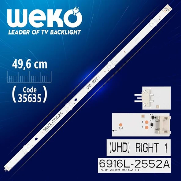 49'' V16 ART3 2552 REV3.2 2 - (UHD) RIGHT 1 - 49.6 Cm 4 Ledli - (WK-283) Tv Led Bar (Tvnizi açıp içindeki led barla birebir aynısı olduğunu görmeden almayınız. Sonrasında iade ALMAMAKTAYIZ.) ürün görseli 1