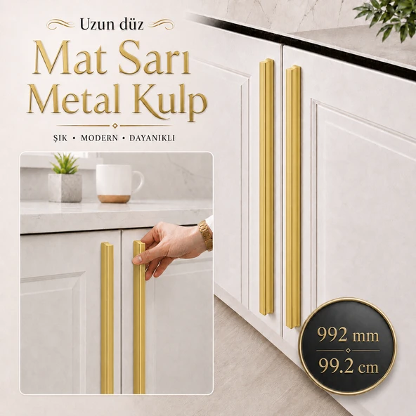 Özen Metal Kulp 992 mm 99.2 cm Mat Siyah Mobilya Kulp Uzun Çekmece Dolap Kapak Kulpu Kulbu ürün görseli 1