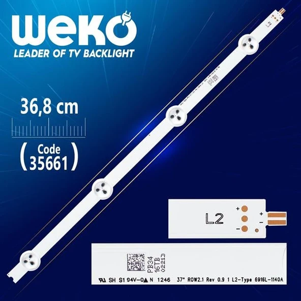 37'' ROW2.1 REV 0.9 1 L2-TYPE 6916L-1140A - 36.8 Cm 4 Ledli - WK-1140 Led Tv Bar ürün görseli 1