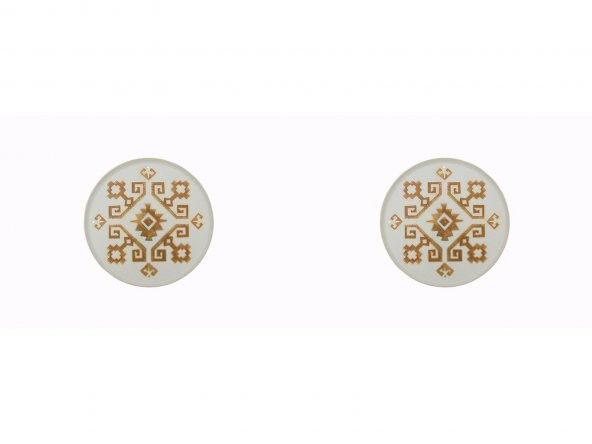 Porland Arabesque Desen Düz Tabak Turuncu 18cm 2li ürün görseli 1