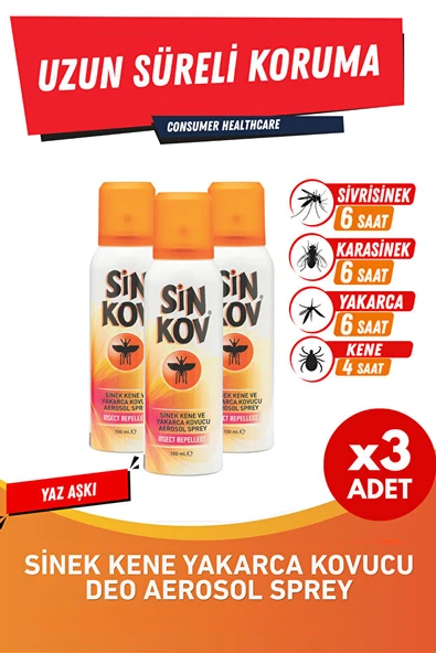 Sinkov Sivrisinek ve Karasinek Kovucu Aerosol Deo Sprey 100 ml 3 Adet ürün görseli 1