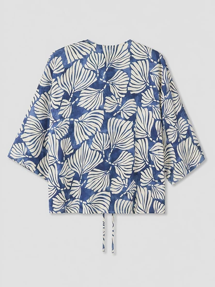 LCW Vision Mavi Çiçekli Oversize Kadın Kimono - Resim 2