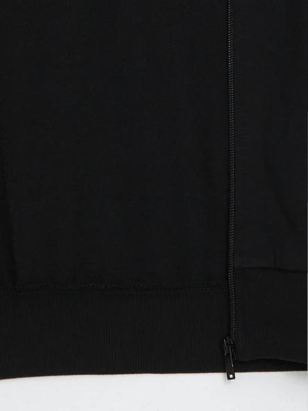 LCWAIKIKI Basic Siyah Kapüşonlu Oversize Kadın Fermuarlı Sweatshirt - Resim 7