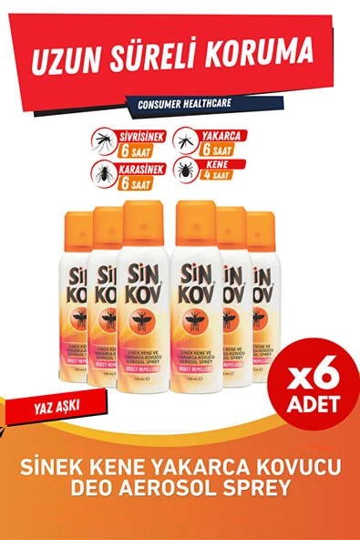 Sinkov Sivrisinek ve Karasinek Kovucu Aerosol Deo Sprey 100 ml 6 Adet ürün görseli 1
