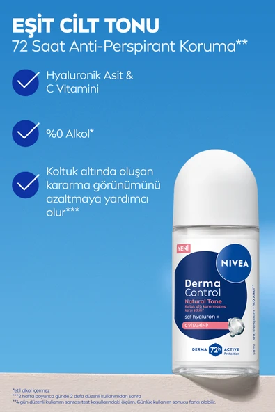 Nivea Derma Control Naturel Tone Roll-On 50 ml - Resim 3