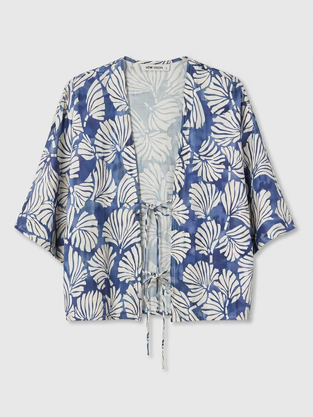 LCW Vision Mavi Çiçekli Oversize Kadın Kimono ürün görseli 1