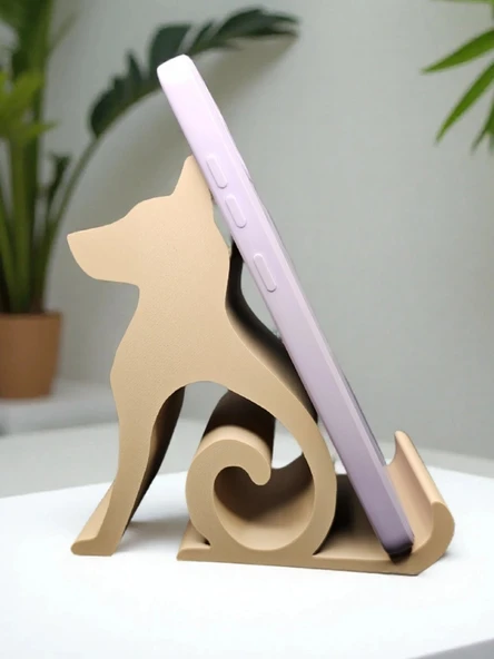 Riti Design - Canis - Minimalist Köpek Tasarım Masaüstü Telefon Tutucu - Bej ürün görseli 1