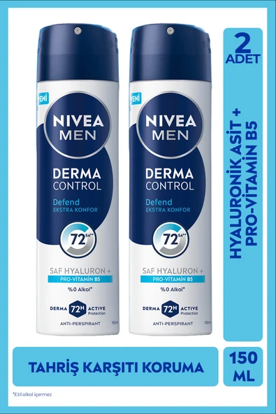 Nivea Men Derma Control Defend Sprey Deodorant 150 ml 2 Adet ürün görseli 1