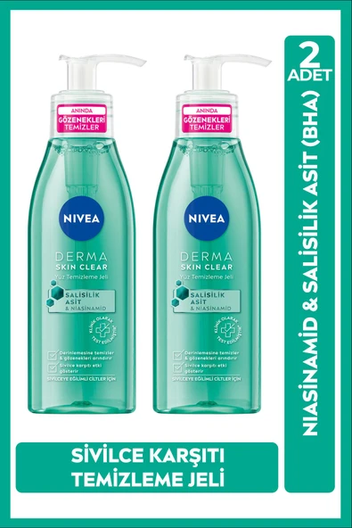 Nivea Derma Skin Clear Yüz Temizleme Jeli 150 ml 2 Adet ürün görseli 1