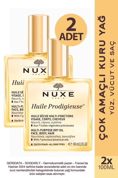 Nuxe Huile Prodigieuse Çok Amaçlı Kuru Yağ 100 ml 2 Adet ürün görseli 1