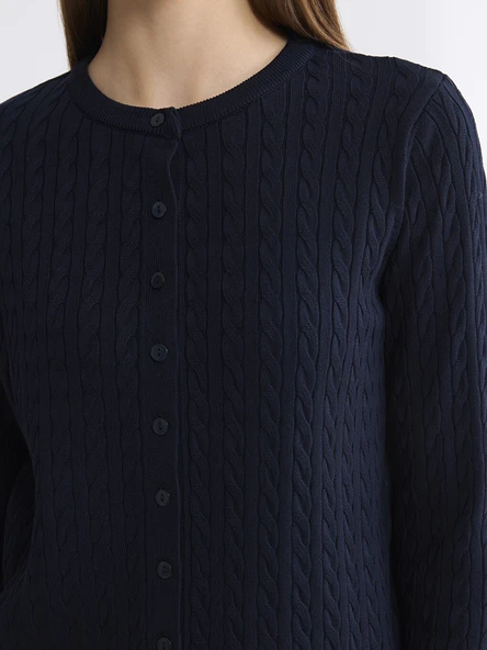 LCW Modest Lacivert Hırka - Resim 3