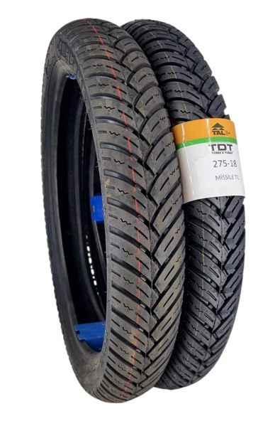 TDT TYRES 90/90-18 ve 275-18 (TUBELESS - DUBLEKS) Missile Lastik Takımı ürün görseli 1