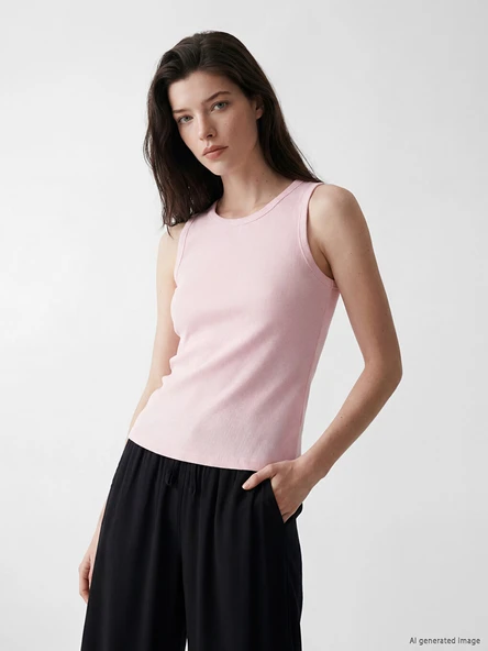 LCW Comfort Pembe Bisiklet Yaka Kadın Atlet ürün görseli 1