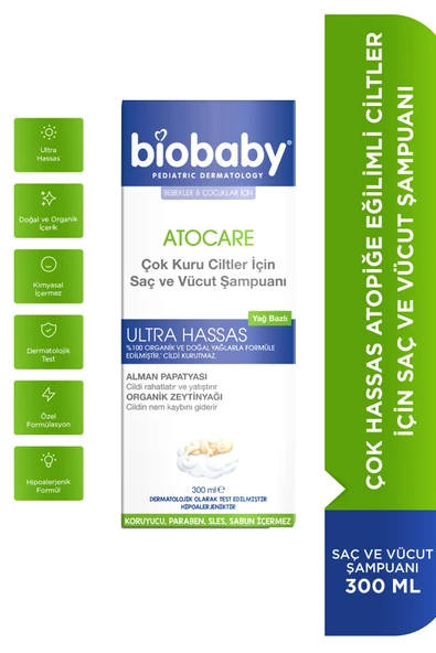 Biobaby Atocare Kuru ve Atopik Ciltler İçin Şampuan 300 ml ürün görseli 1