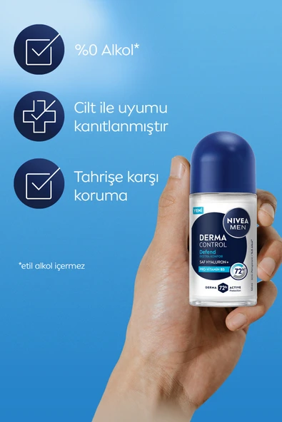 Nivea Men Derma Control Defend Roll-On Deodorant 50 ml - Resim 4