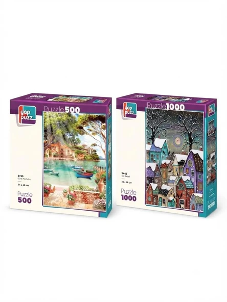 Kar Masalı ve Güne Merhaba İkili Set - 1000 + 500 Parça İkili Puzzle Seti ürün görseli 1
