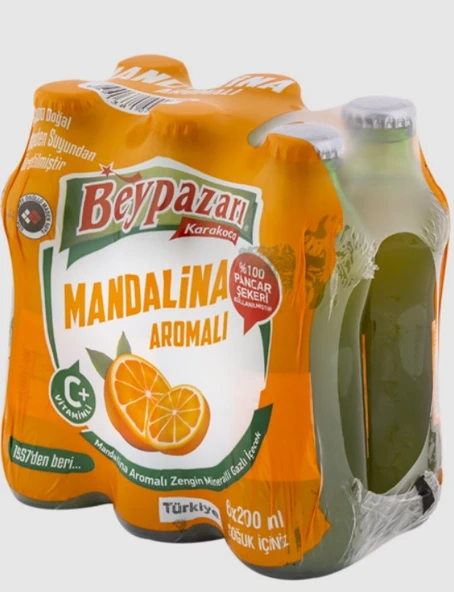 Beypazarı Mandalina Aromalı Doğal Zengin Mineralli Gazlı İçecek 6X200 ml ürün görseli 1